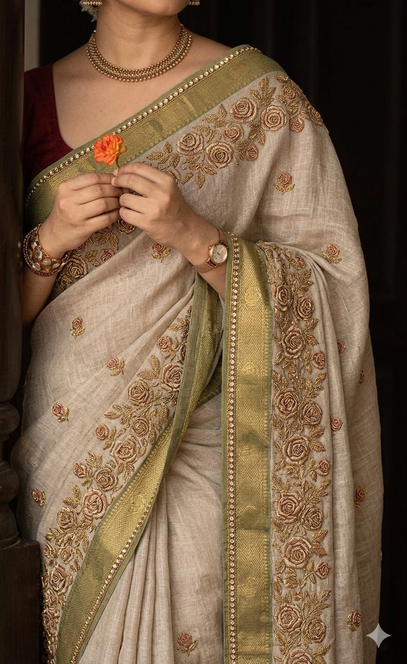 Kanjivaram Silk Saree — Ruby Gold Border
