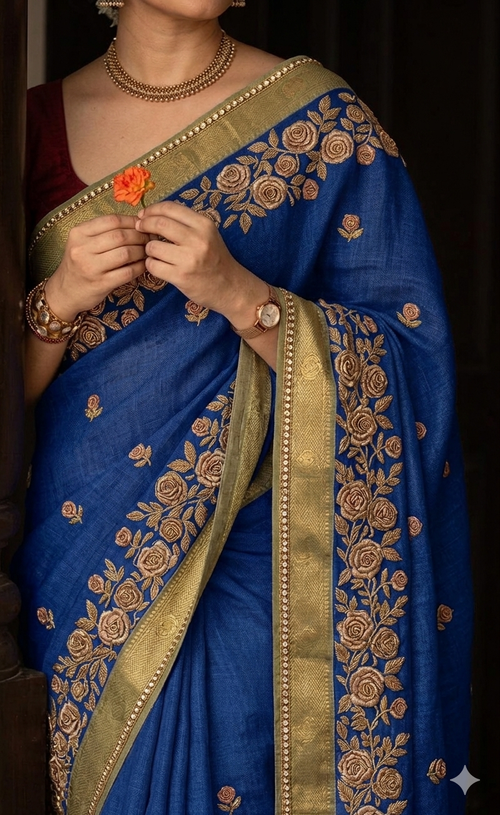 Handwoven Silk Saree — Temple Maroon