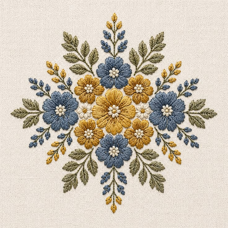 Symmetrical Bloom Mandala Embroidery