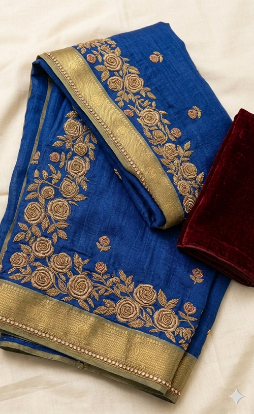 Handwoven Silk Saree — Temple Maroon — view 1