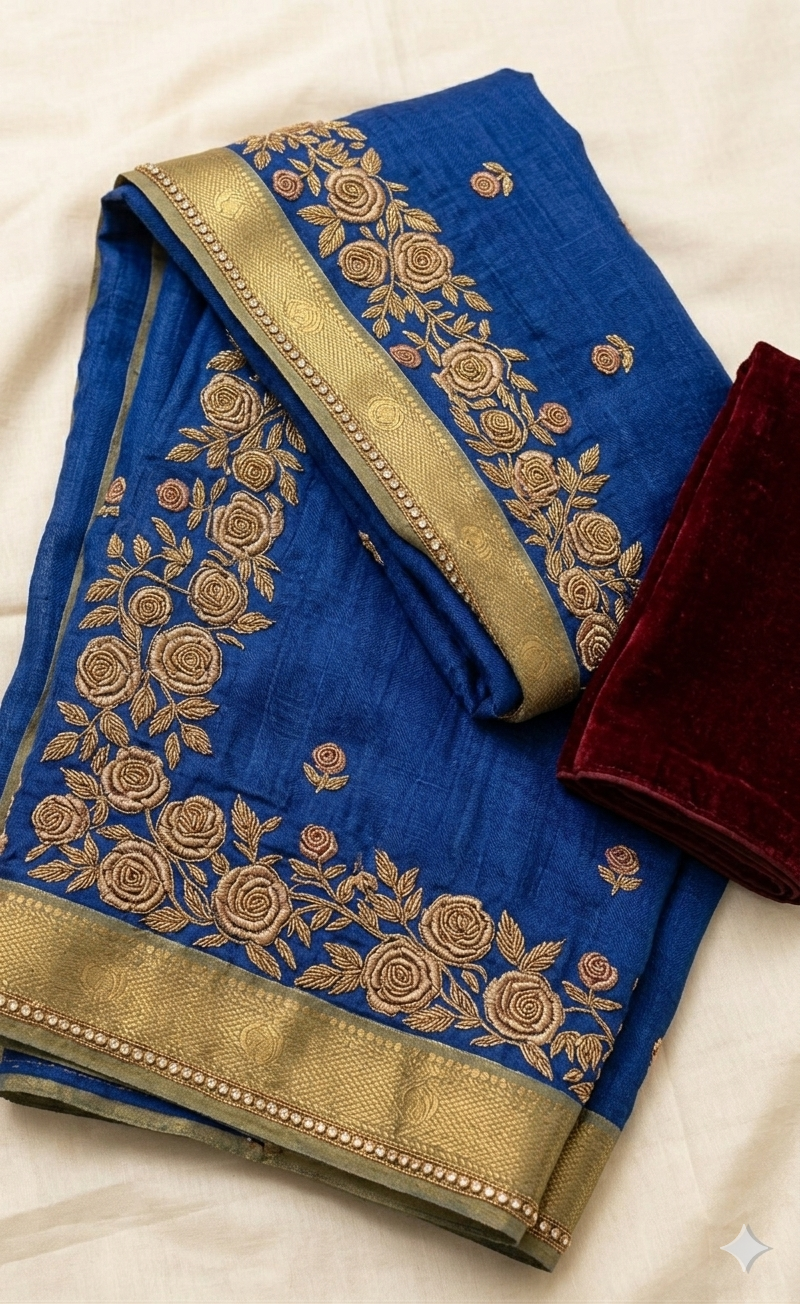 Handwoven Silk Saree — Temple Maroon