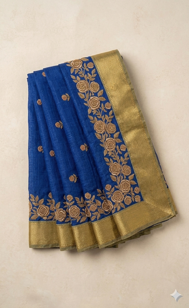Handwoven Silk Saree — Temple Maroon