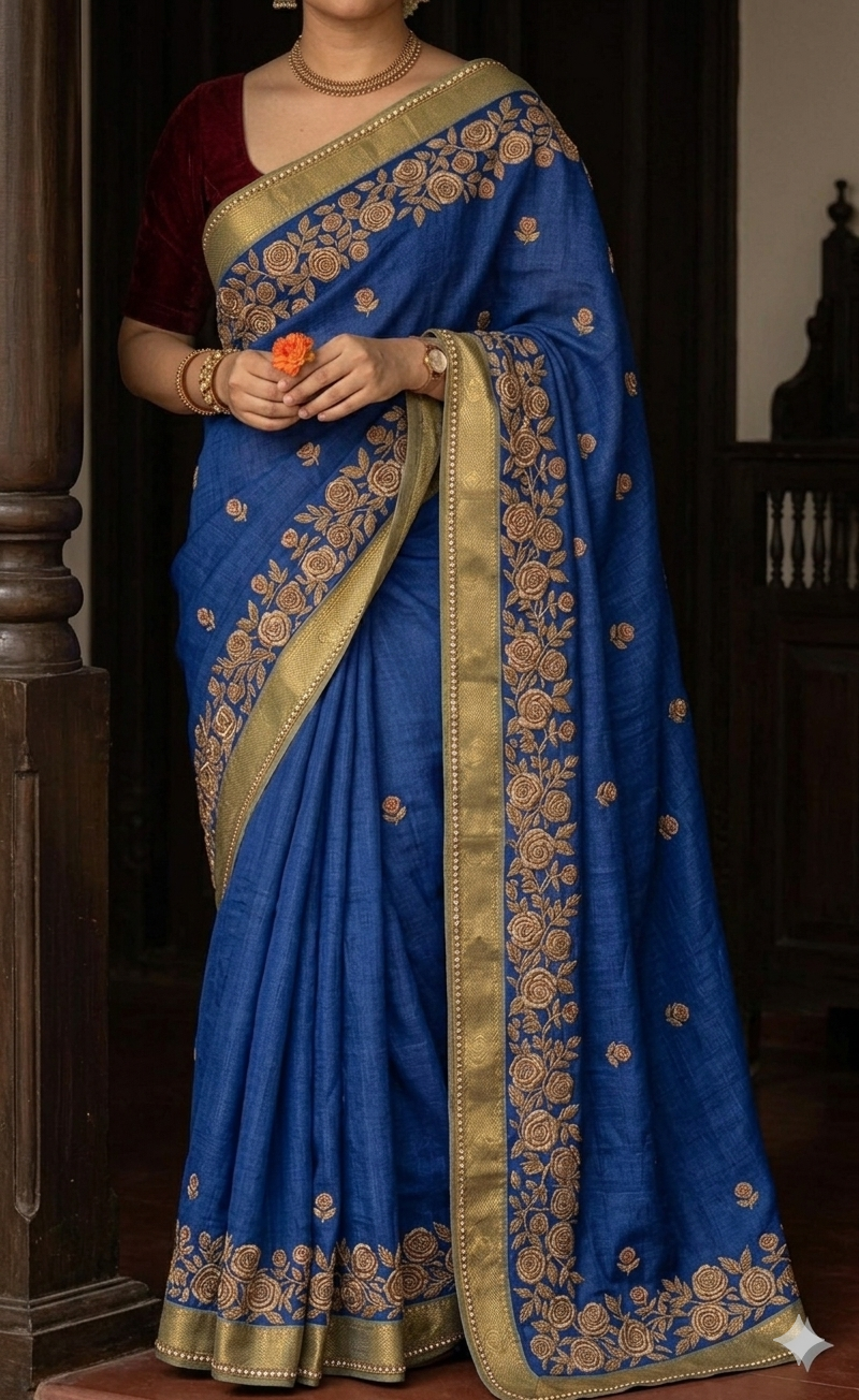 Handwoven Silk Saree — Temple Maroon