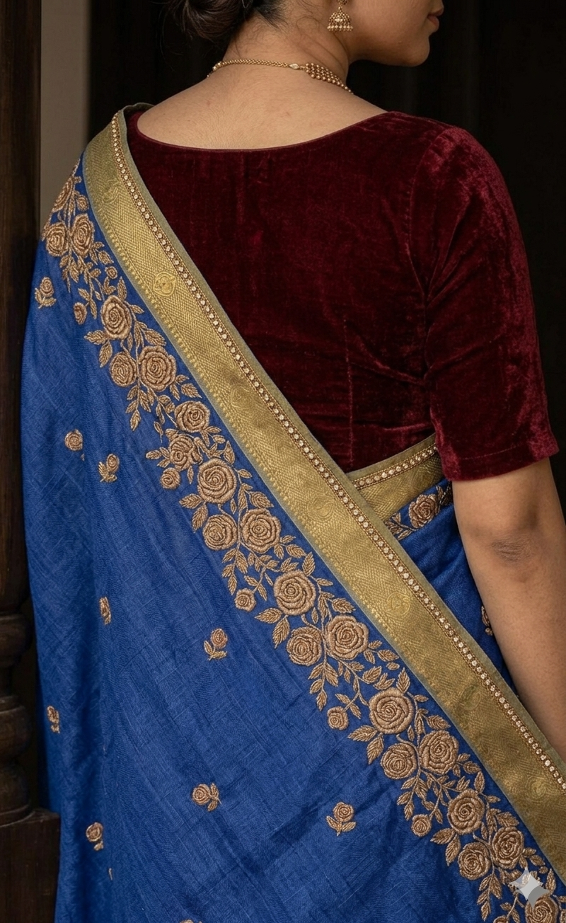 Handwoven Silk Saree — Temple Maroon